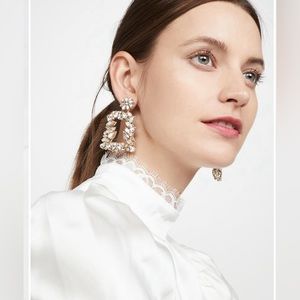 Deepa Gurnani Gold Crystal Earrings